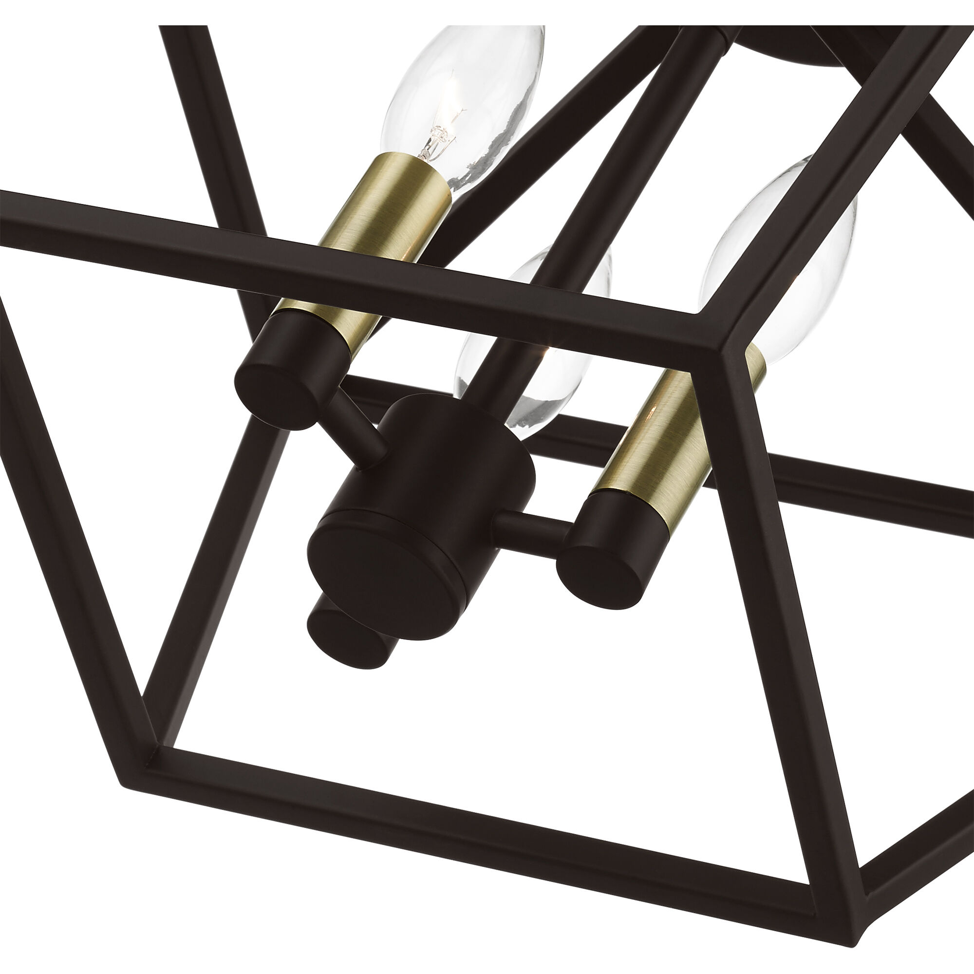 Devone 3 Light 13 inch Bronze with Antique Brass Accents Semi-Flush Ceiling Light, Square