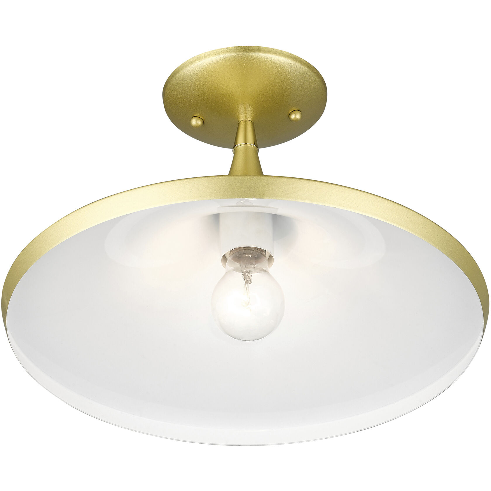 Waldorf 1 Light 14 inch Soft Gold with Polished Brass Accents Semi-Flush Ceiling Light