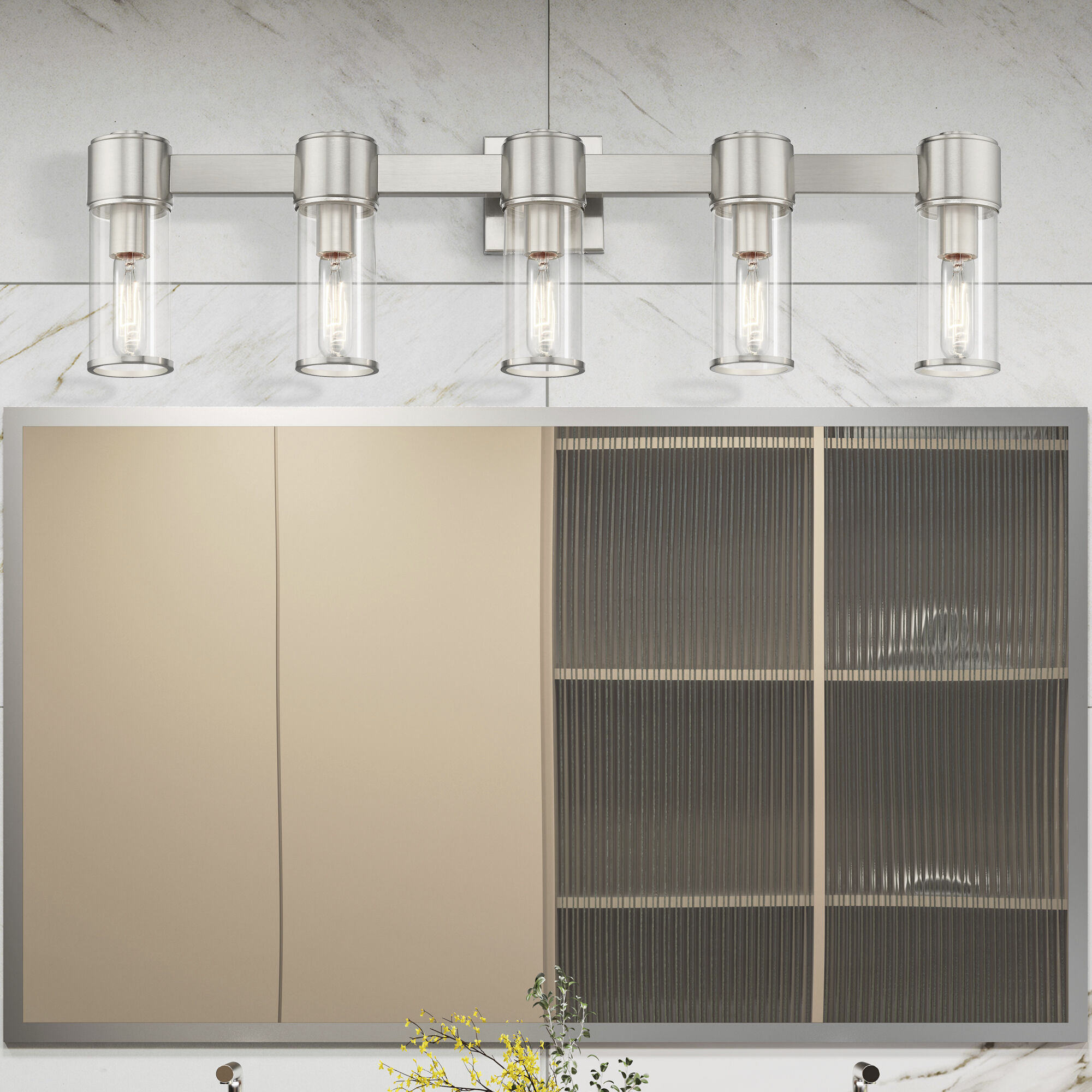 Quincy 5 Light 35.5 inch Brushed Nickel Vanity Wall Sconce Wall Light, Large