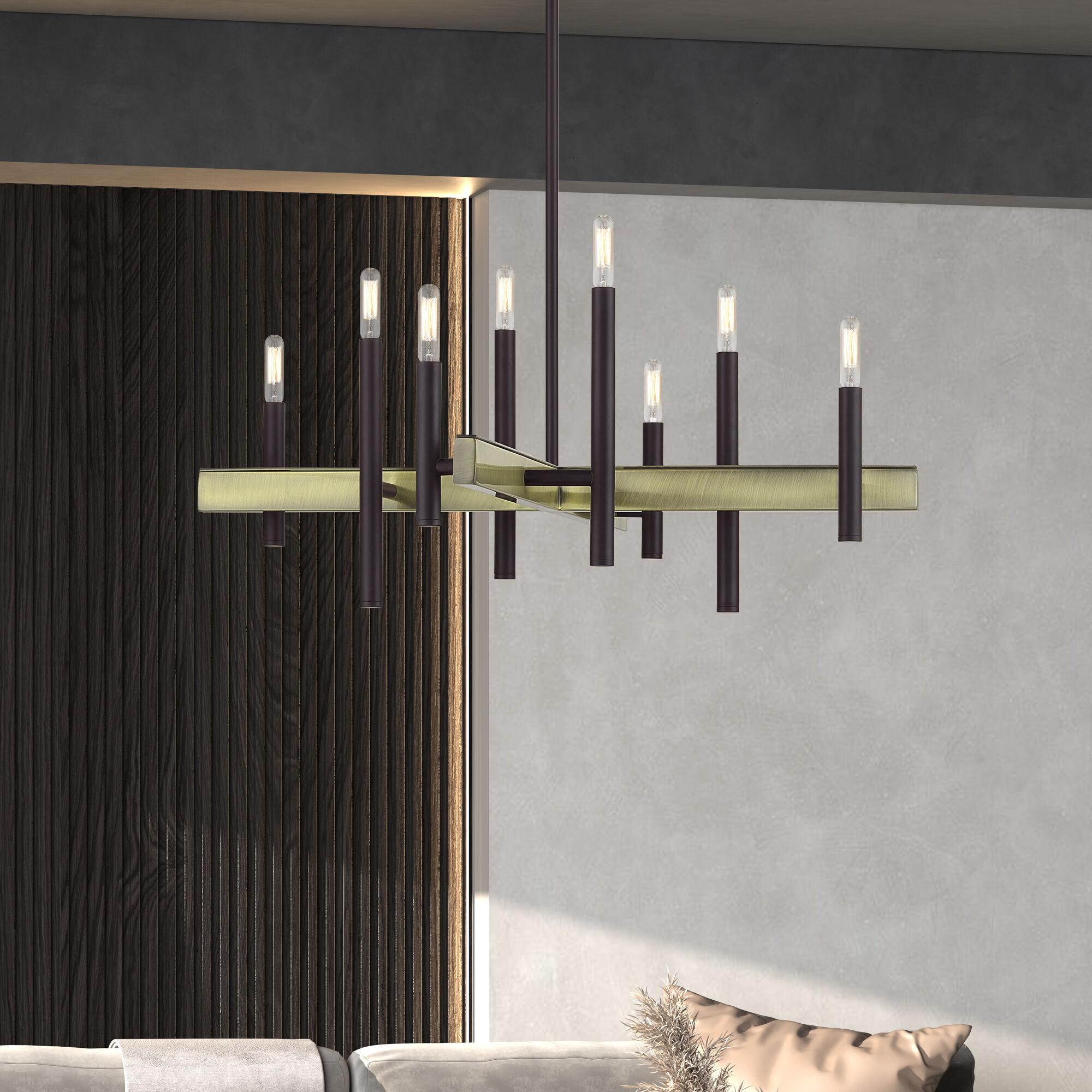 Denmark 8 Light 28 inch Bronze with Antique Brass Accents Chandelier Ceiling Light