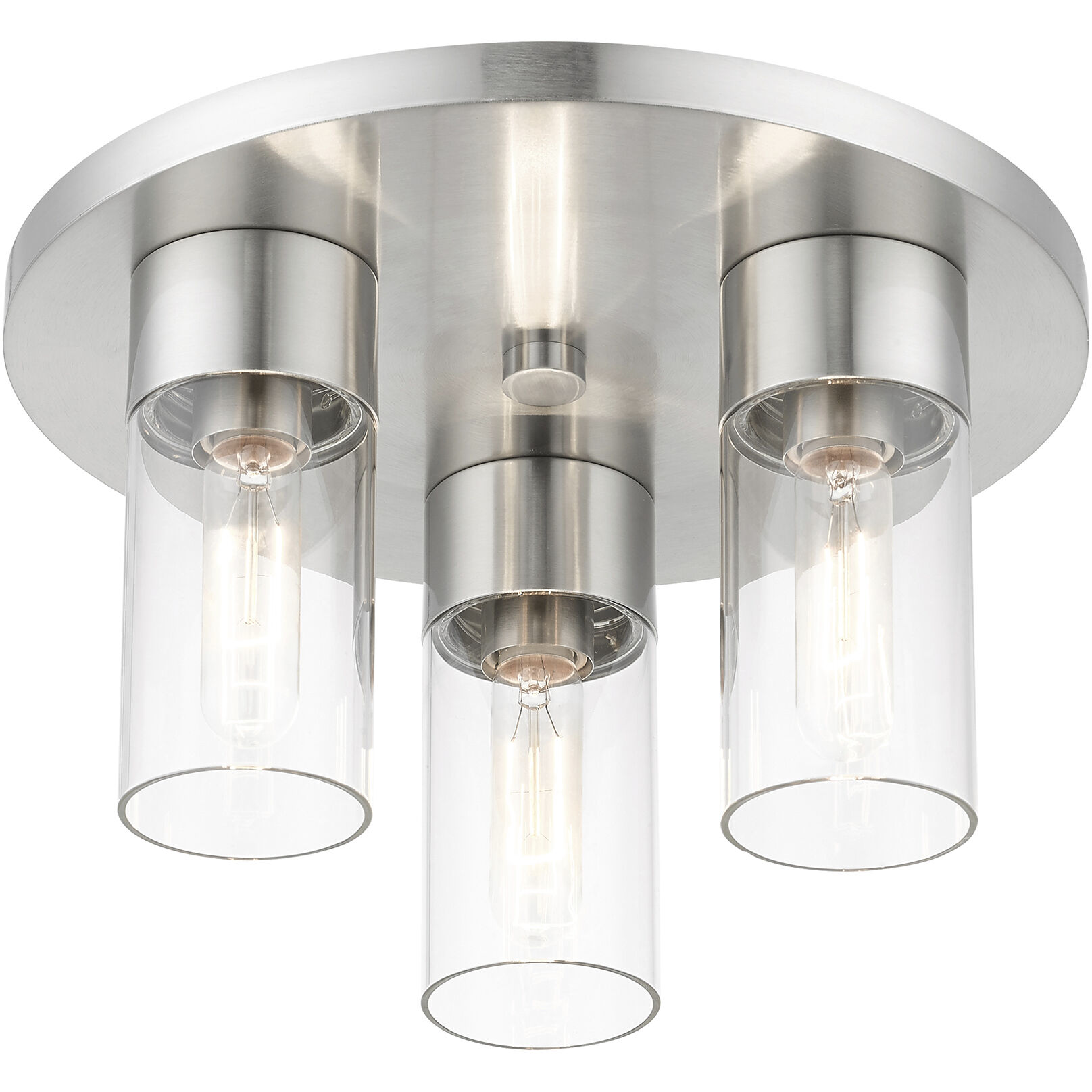 Carson 3 Light 14 inch Brushed Nickel Flush Mount Ceiling Light