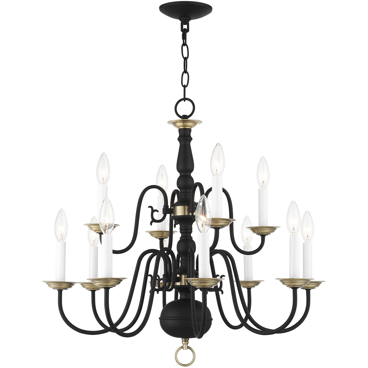 Williamsburg 12 Light 26 inch Black Chandelier Ceiling Light