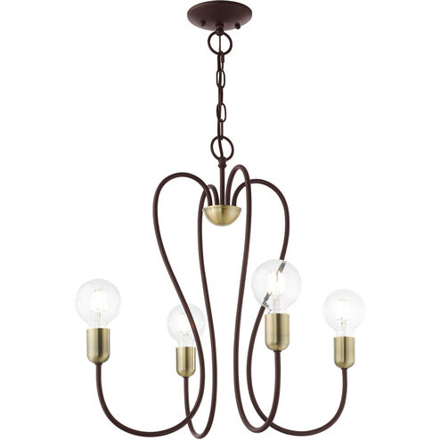 Lucerne 4 Light 20 inch Bronze with Antique Brass Accents Chandelier Ceiling Light