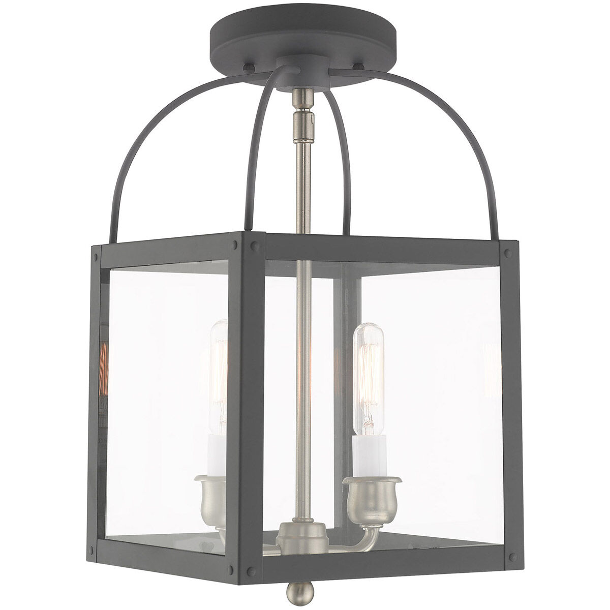 Milford 2 Light 8 inch Scandinavian Gray Convertible Mini Pendant/Ceiling Mount Ceiling Light