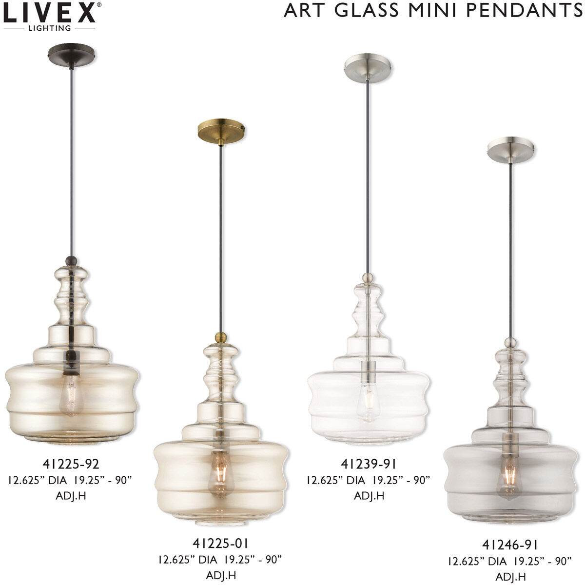 Art Glass 1 Light 12.63 inch Brushed Nickel Mini Pendant Ceiling Light