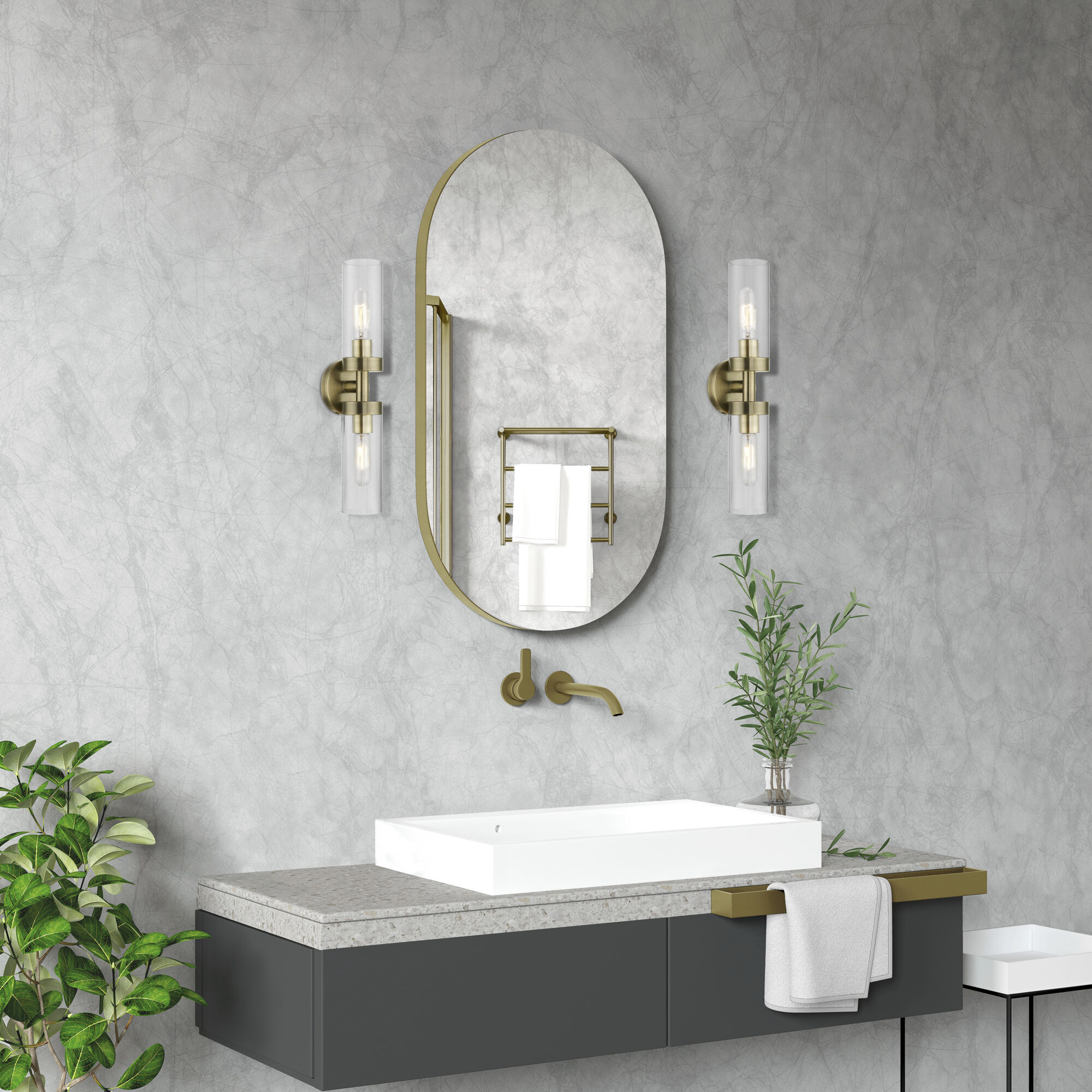 Ludlow 2 Light 4.25 inch Antique Brass Vanity Sconce Wall Light