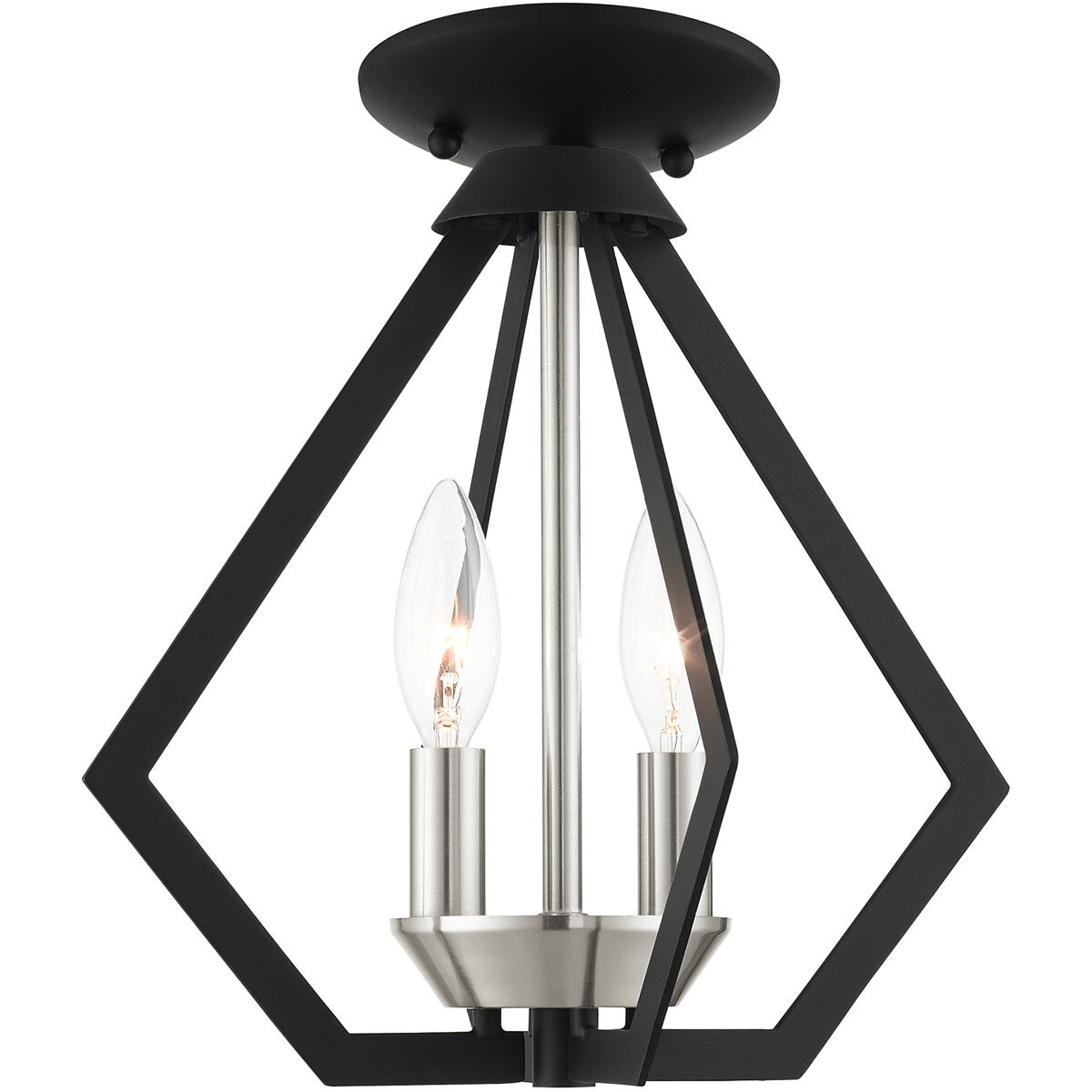 Prism 2 Light 11 inch Black with Brushed Nickel Cluster Convertible Semi Flush/Pendant Ceiling Light