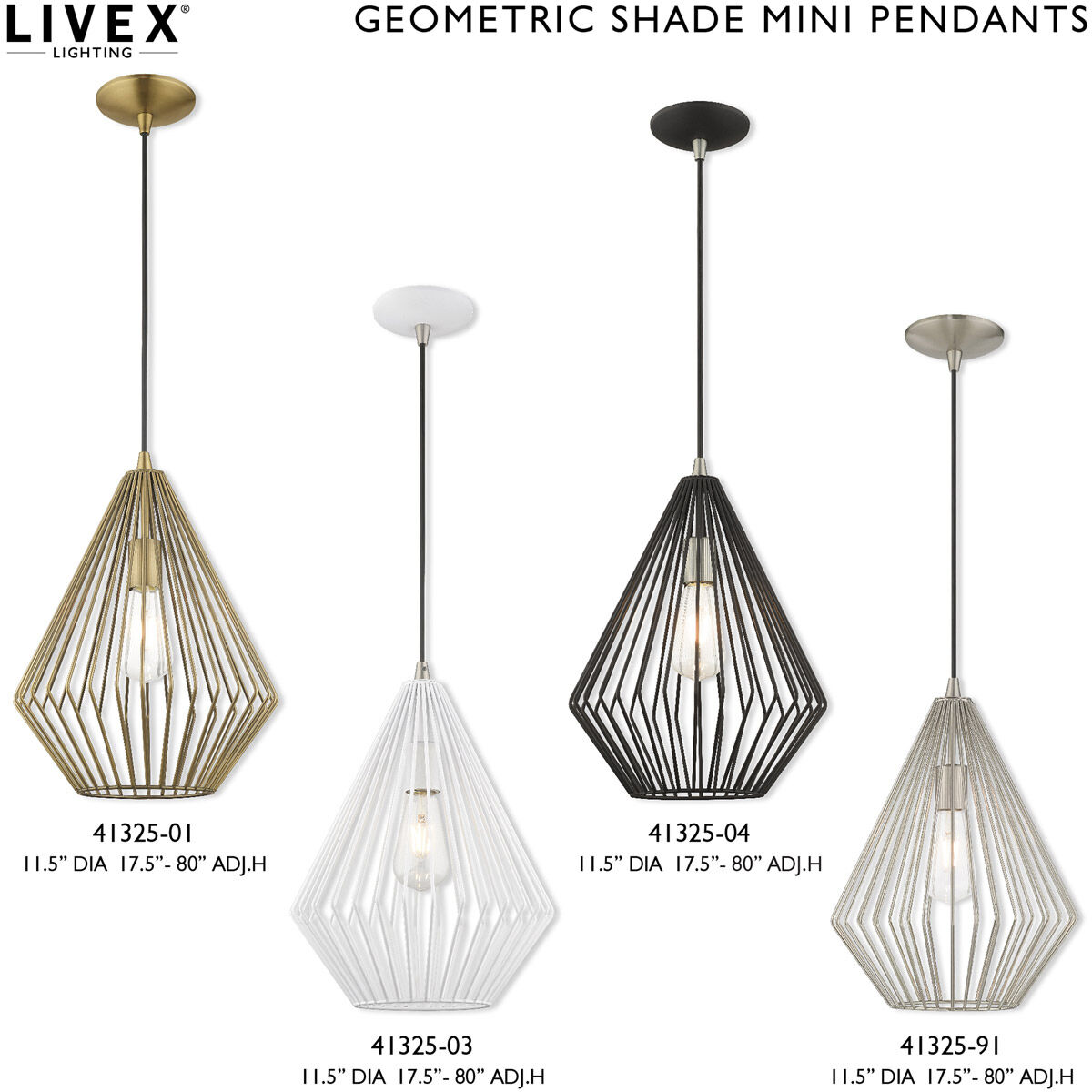 Geometric 1 Light 12 inch Antique Brass Mini Pendant Ceiling Light