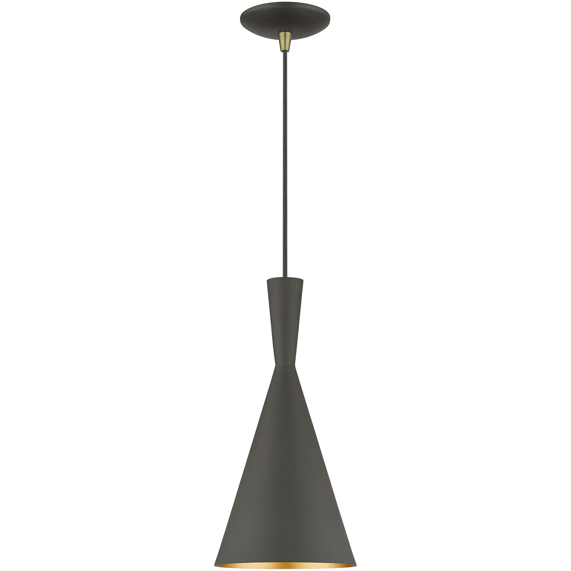 Waldorf 1 Light 7.25 inch Bronze with Antique Brass Finish Accents Pendant Ceiling Light in Bronze with Antique Brass Accent
