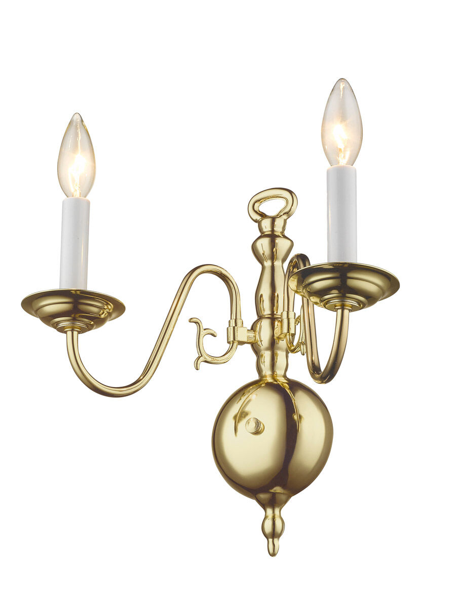 Williamsburgh 2 Light 13 inch Polished Brass Wall Sconce Wall Light