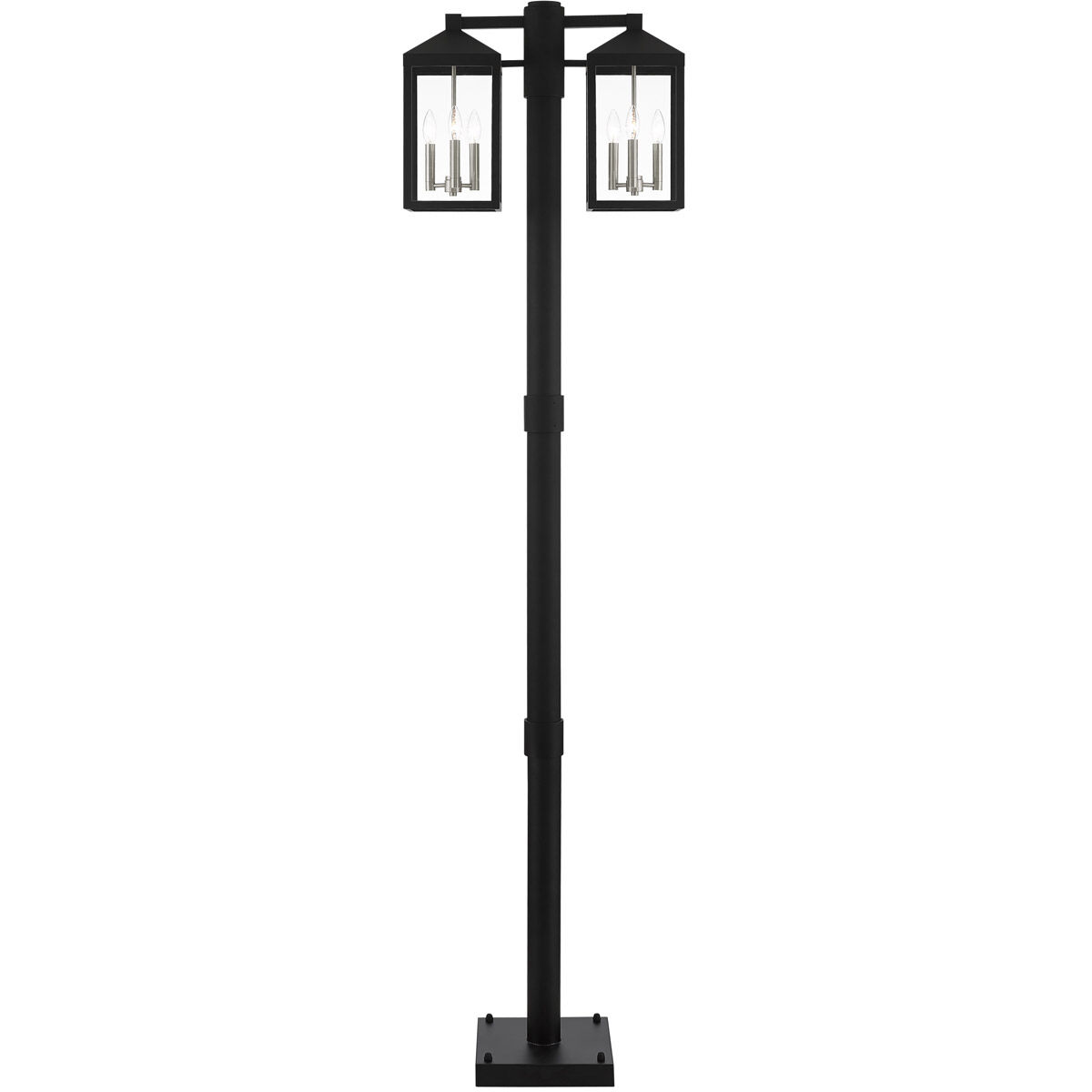 Nyack 6 Light 93 inch Black with Brushed Nickel Cluster Outdoor Post Light