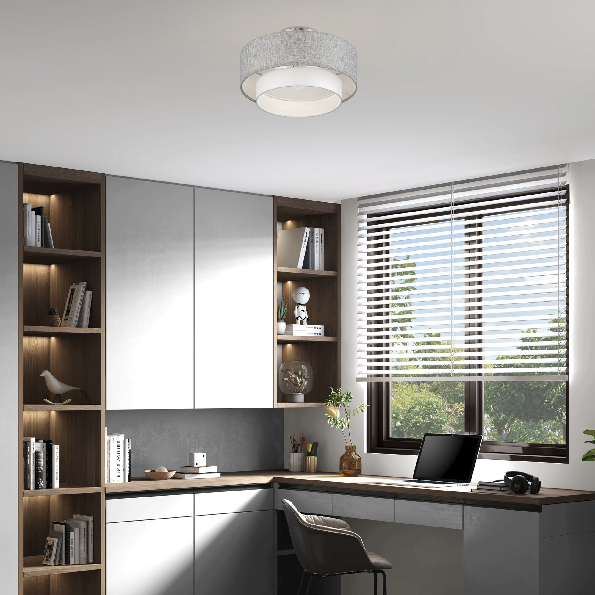 Brookmeade 3 Light 15 inch Brushed Nickel Semi-Flush Ceiling Light