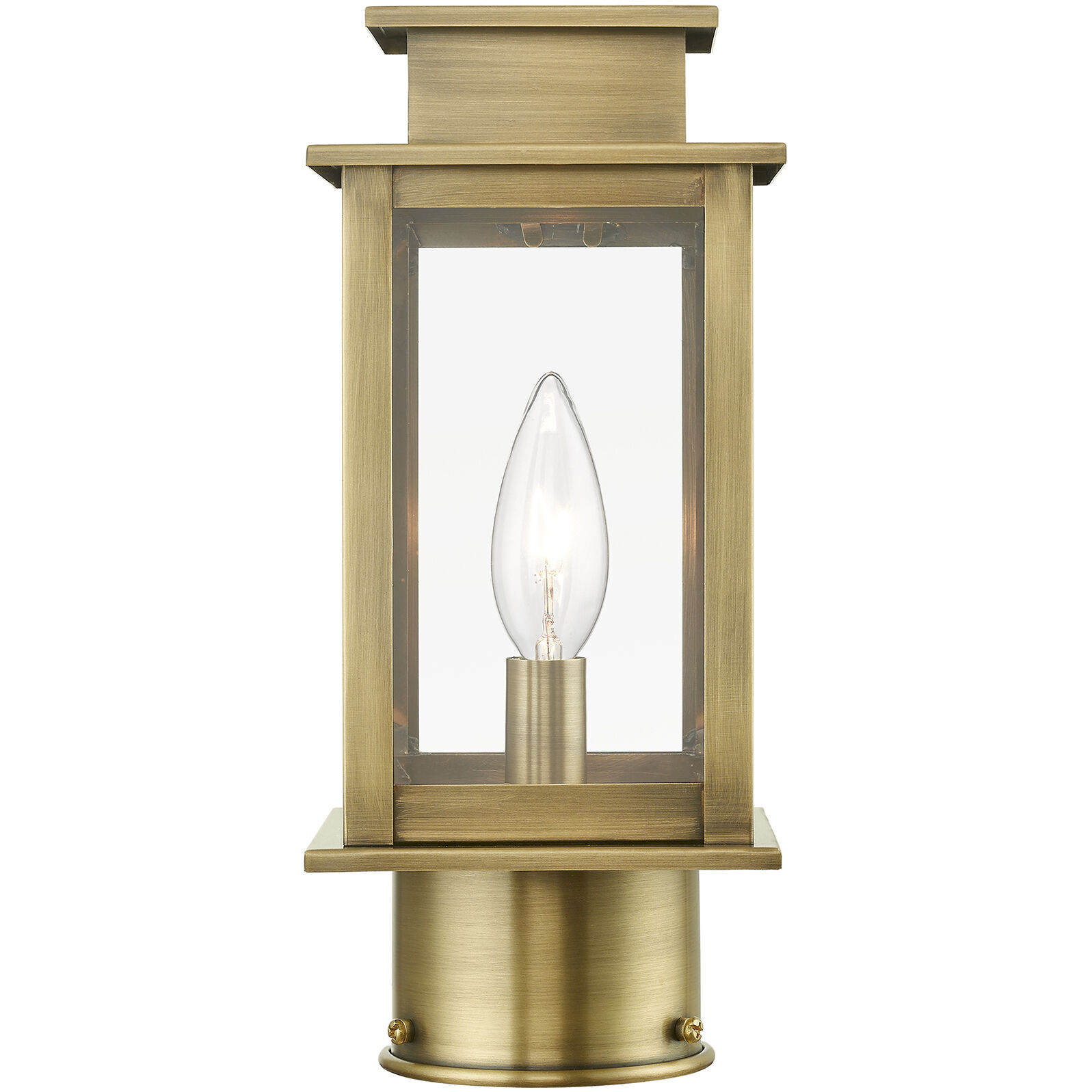 Princeton 1 Light 11 inch Antique Brass Outdoor Mini Post Top Lantern
