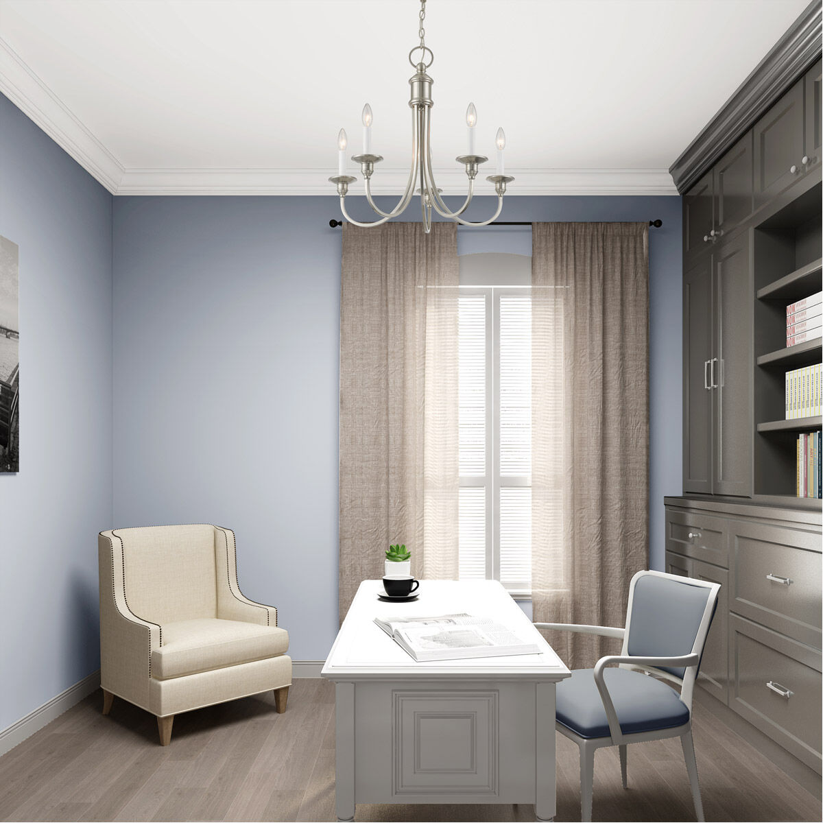 Cranford 5 Light 24 inch Brushed Nickel Chandelier Ceiling Light