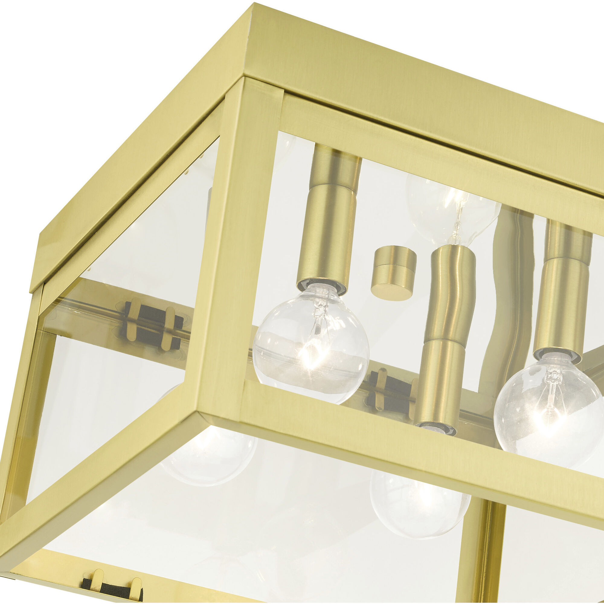 Nyack 4 Light 11 inch Satin Brass Flush Mount Ceiling Light