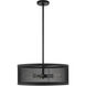 Industro 4 Light 20 inch Black with Brushed Nickel Accents Chandelier Ceiling Light