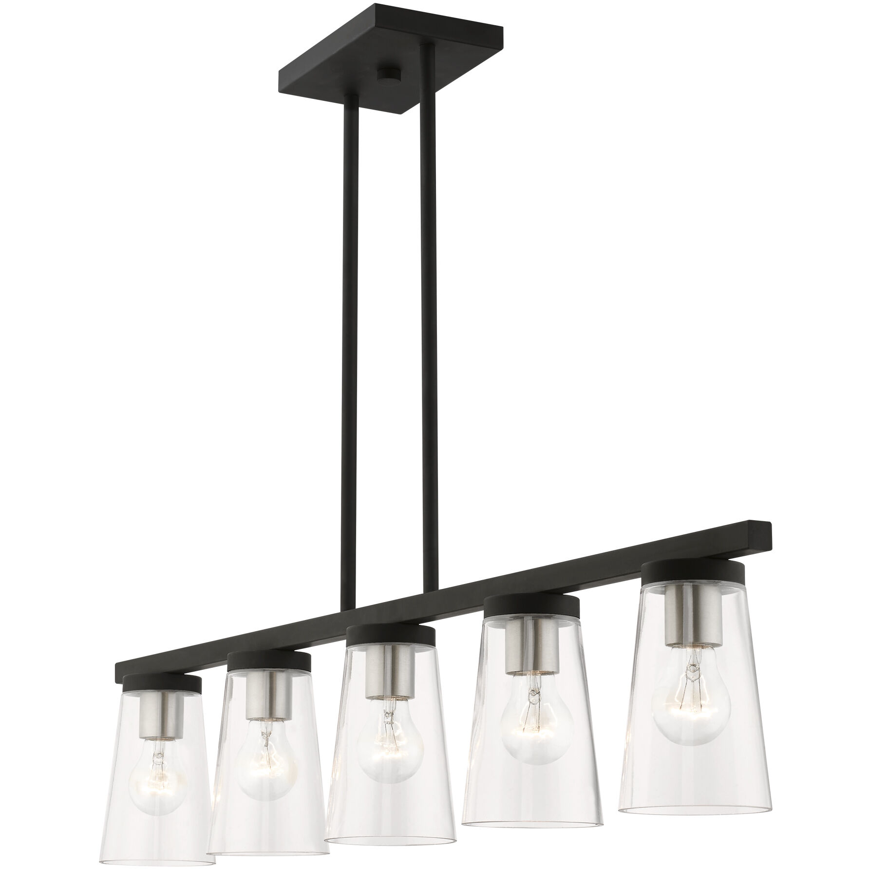 Cityview 5 Light 40 inch Black with Brushed Nickel Accents Linear Chandelier Ceiling Light