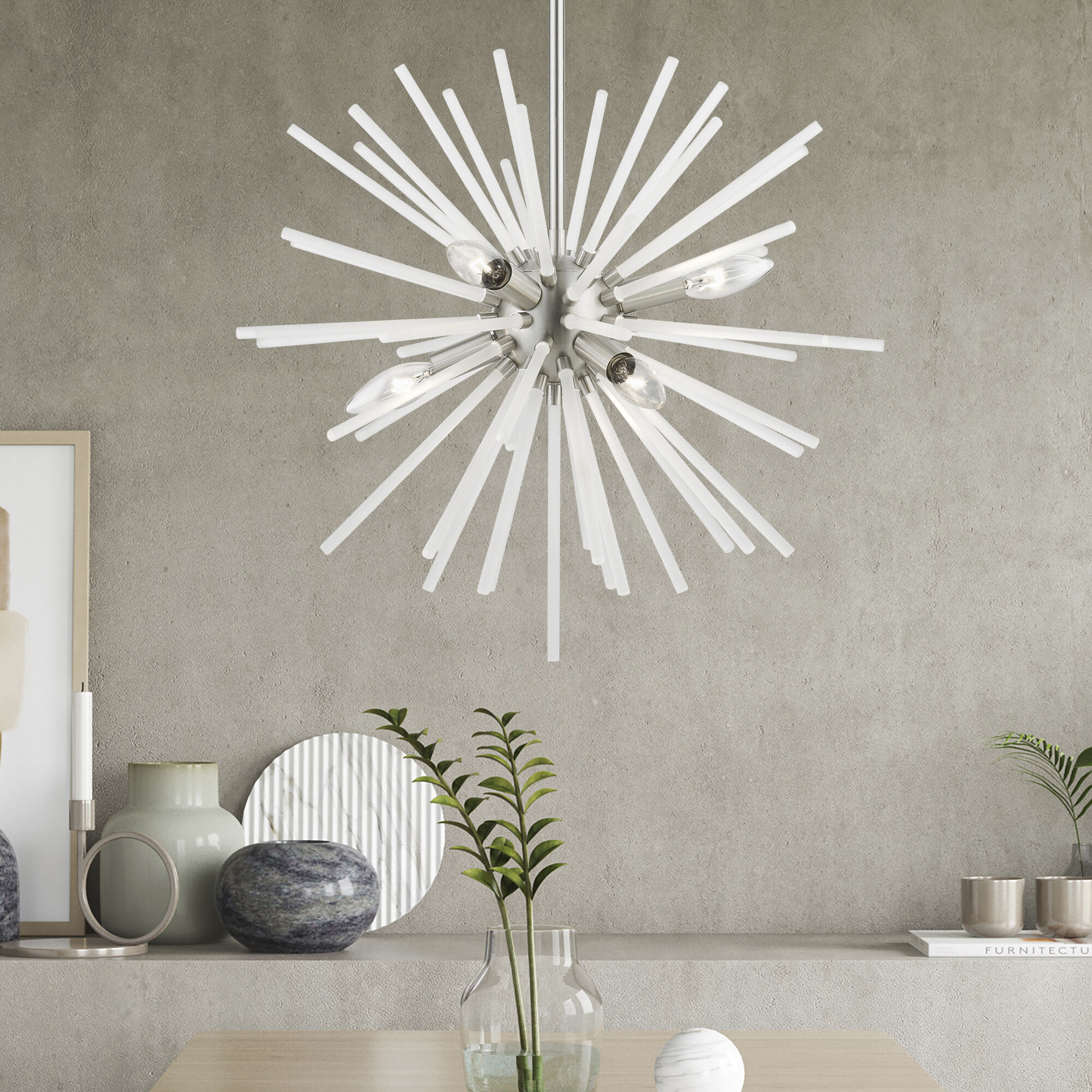 Uptown 6 Light 20 inch Brushed Nickel Pendant Chandelier Ceiling Light