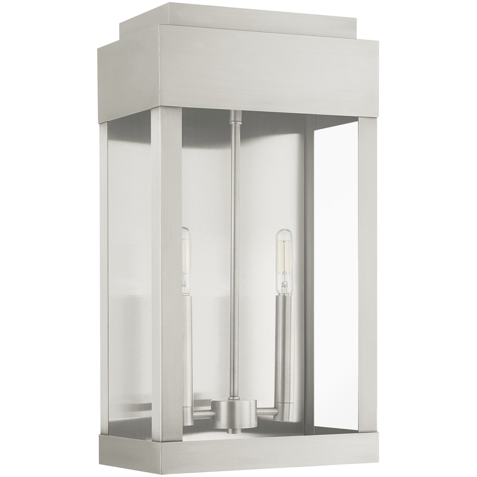 York 2 Light 19 inch Brushed Nickel Outdoor Wall Lantern
