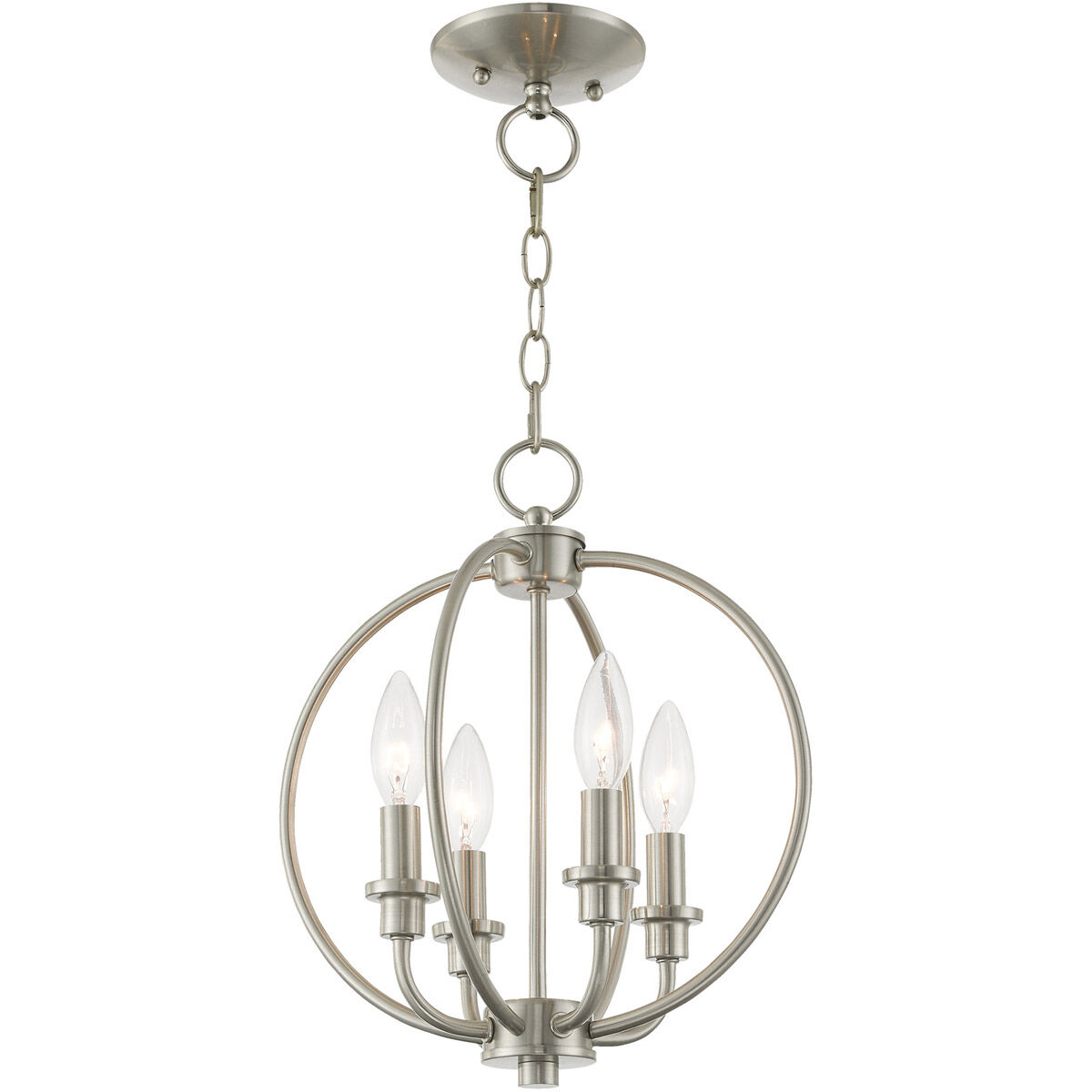 Milania 4 Light 13 inch Brushed Nickel Convertible Mini Chandelier/Ceiling Mount Ceiling Light
