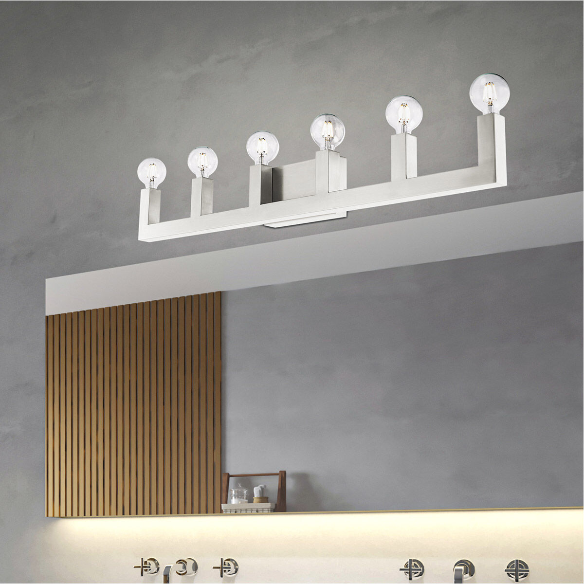 Solna 6 Light 44 inch Brushed Nickel Vanity Sconce Wall Light