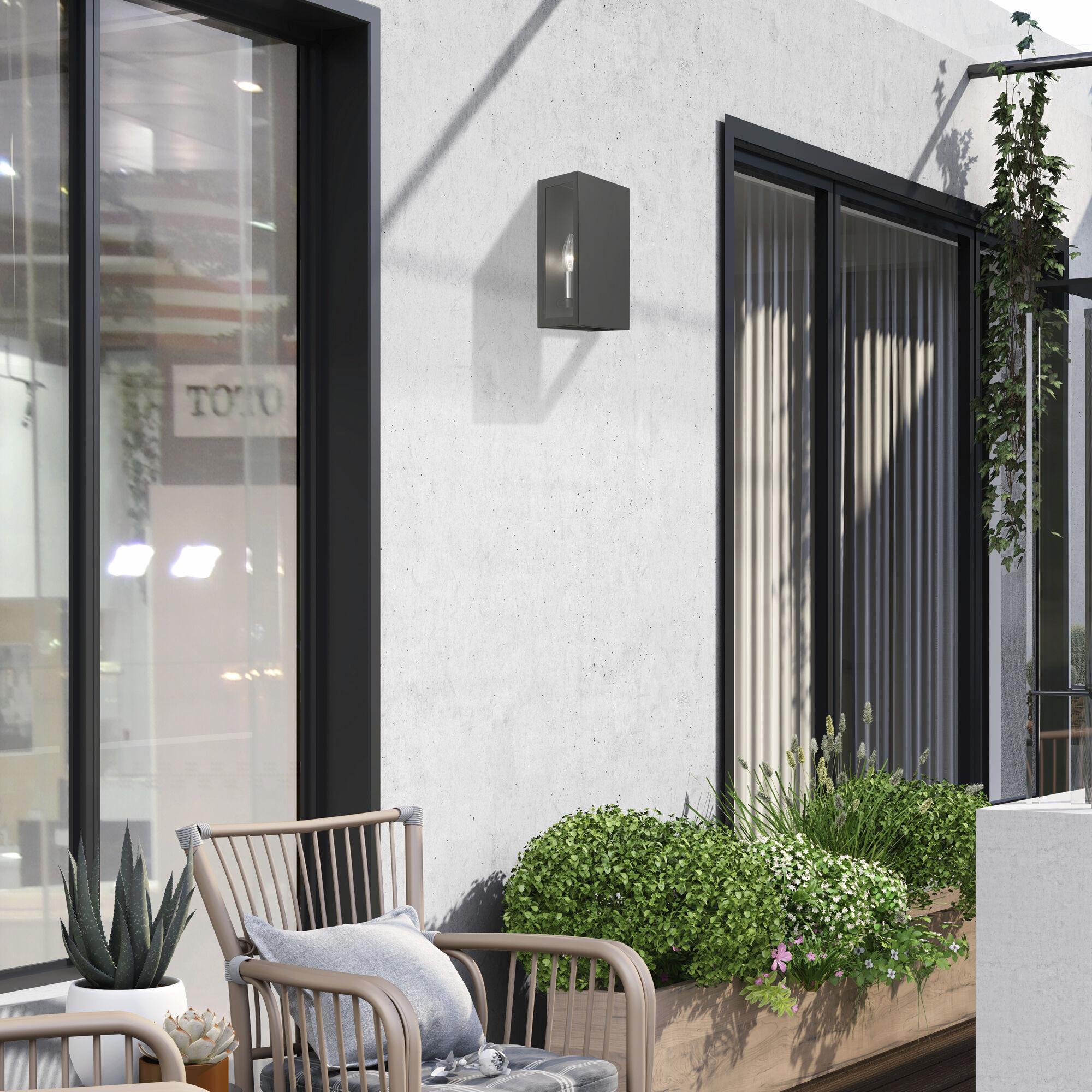 Winfield 2 Light 11 inch Textured Black with Brushed Nickel Candles Outdoor Sconce, Medium