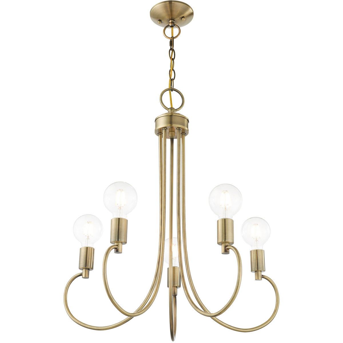 Bari 5 Light 25 inch Antique Brass Chandelier Ceiling Light