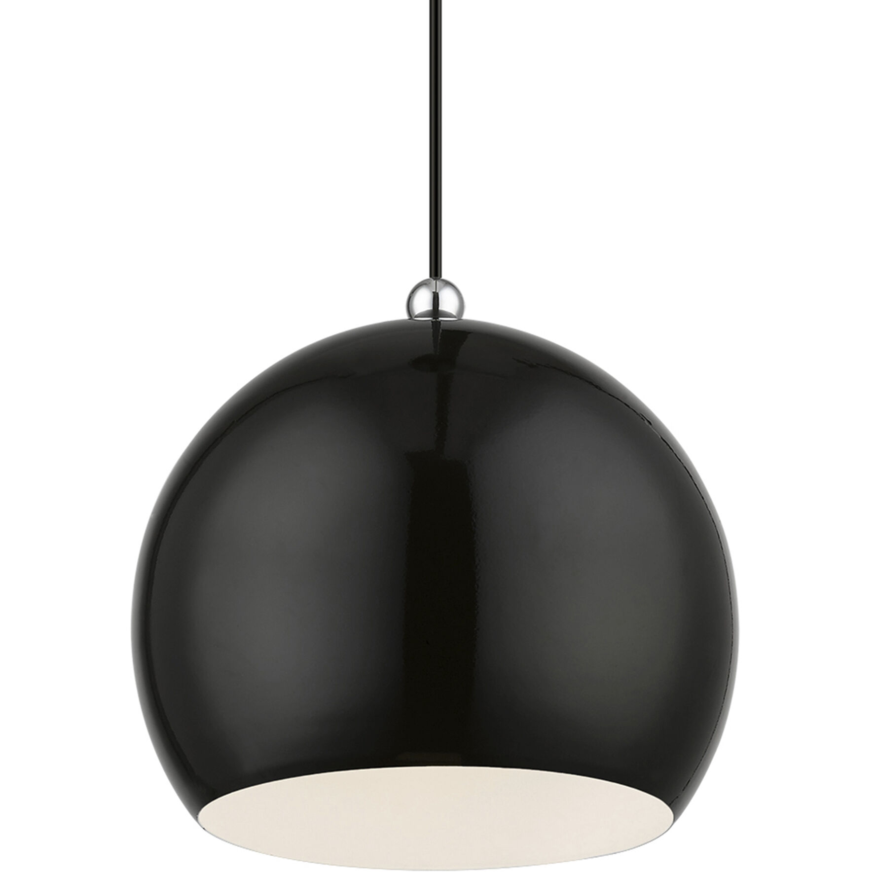Stockton 1 Light 12 inch Shiny Black with Polished Chrome Accents Pendant Ceiling Light, Globe