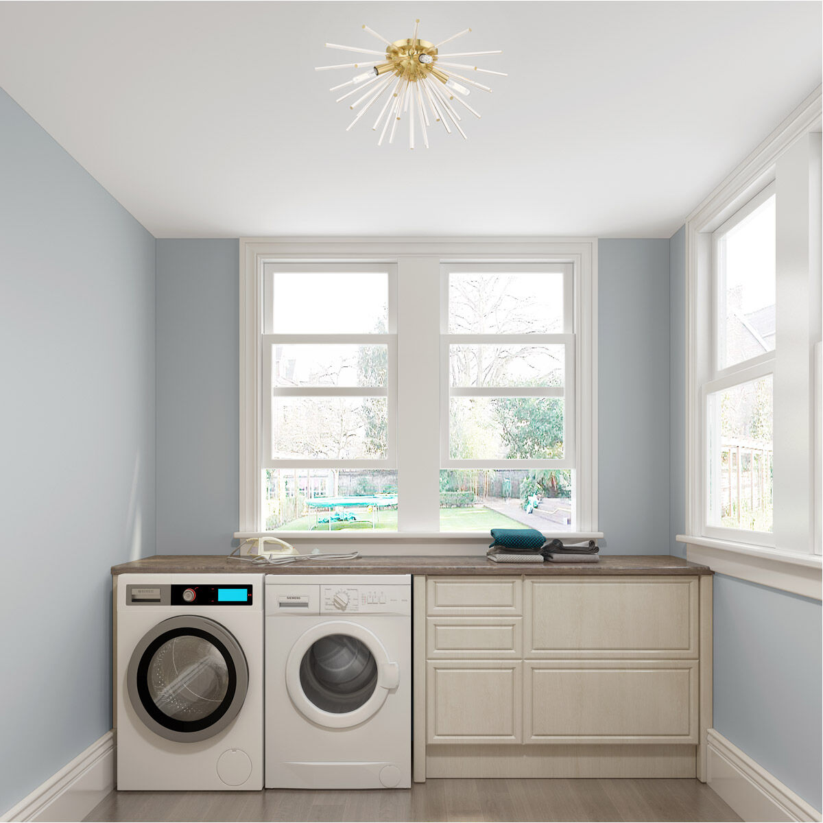 Utopia 4 Light 20 inch Satin Brass Flush Mount Ceiling Light