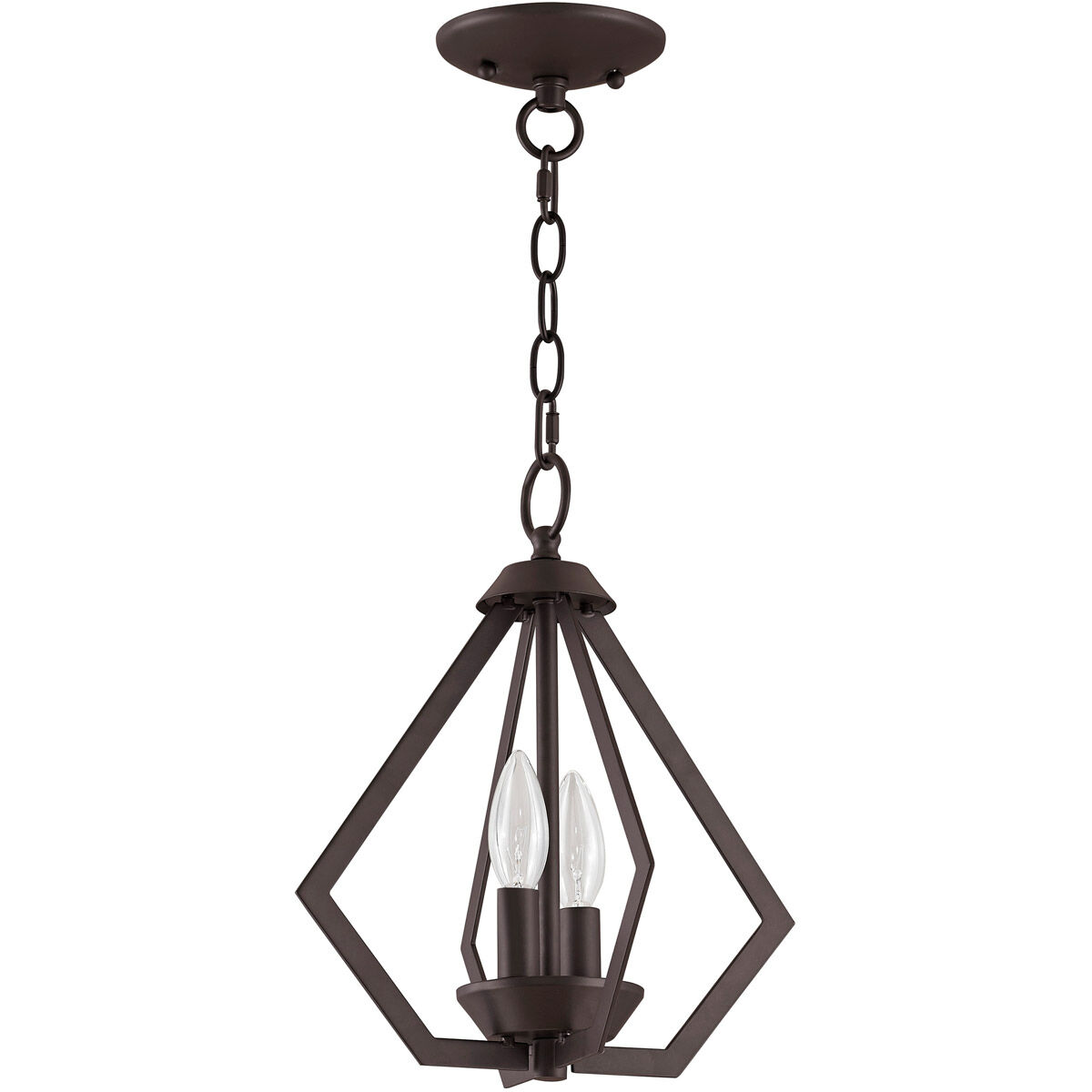 Prism 2 Light 11.25 inch Bronze Convertible Mini Chandelier/Ceiling Mount Ceiling Light