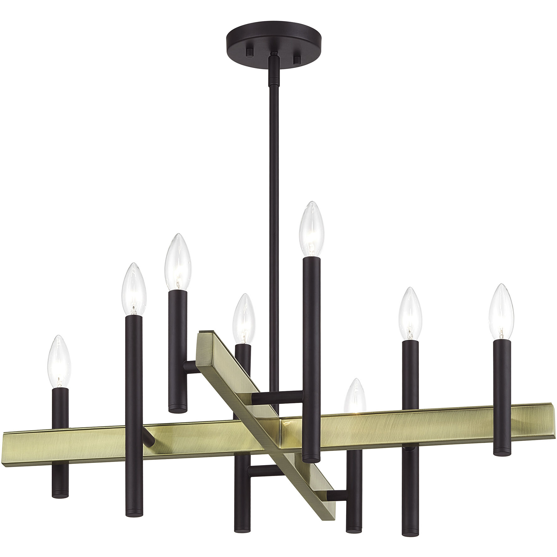 Denmark 8 Light 28 inch Bronze with Antique Brass Accents Chandelier Ceiling Light