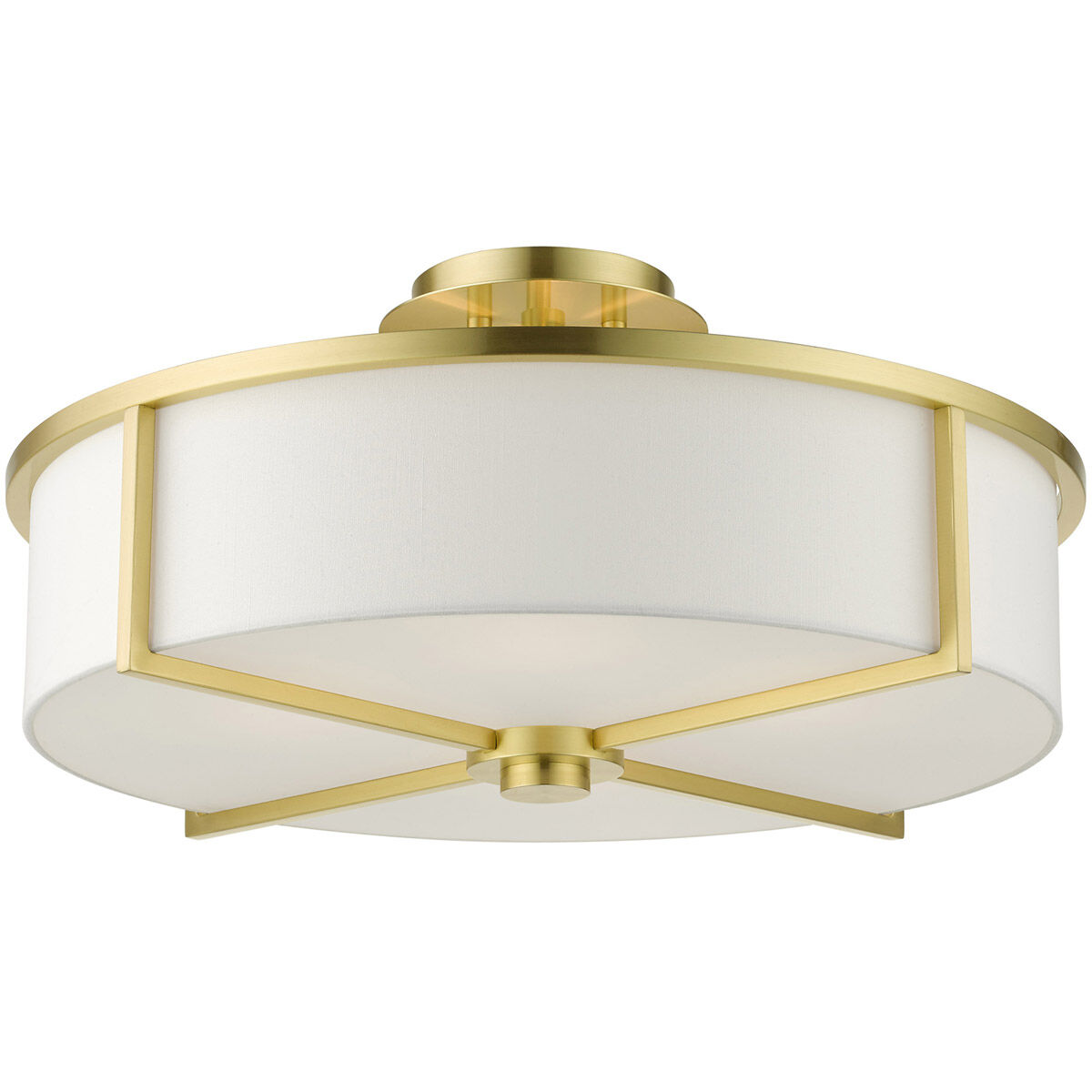 Wesley 4 Light 19 inch Satin Brass Semi Flush Ceiling Light
