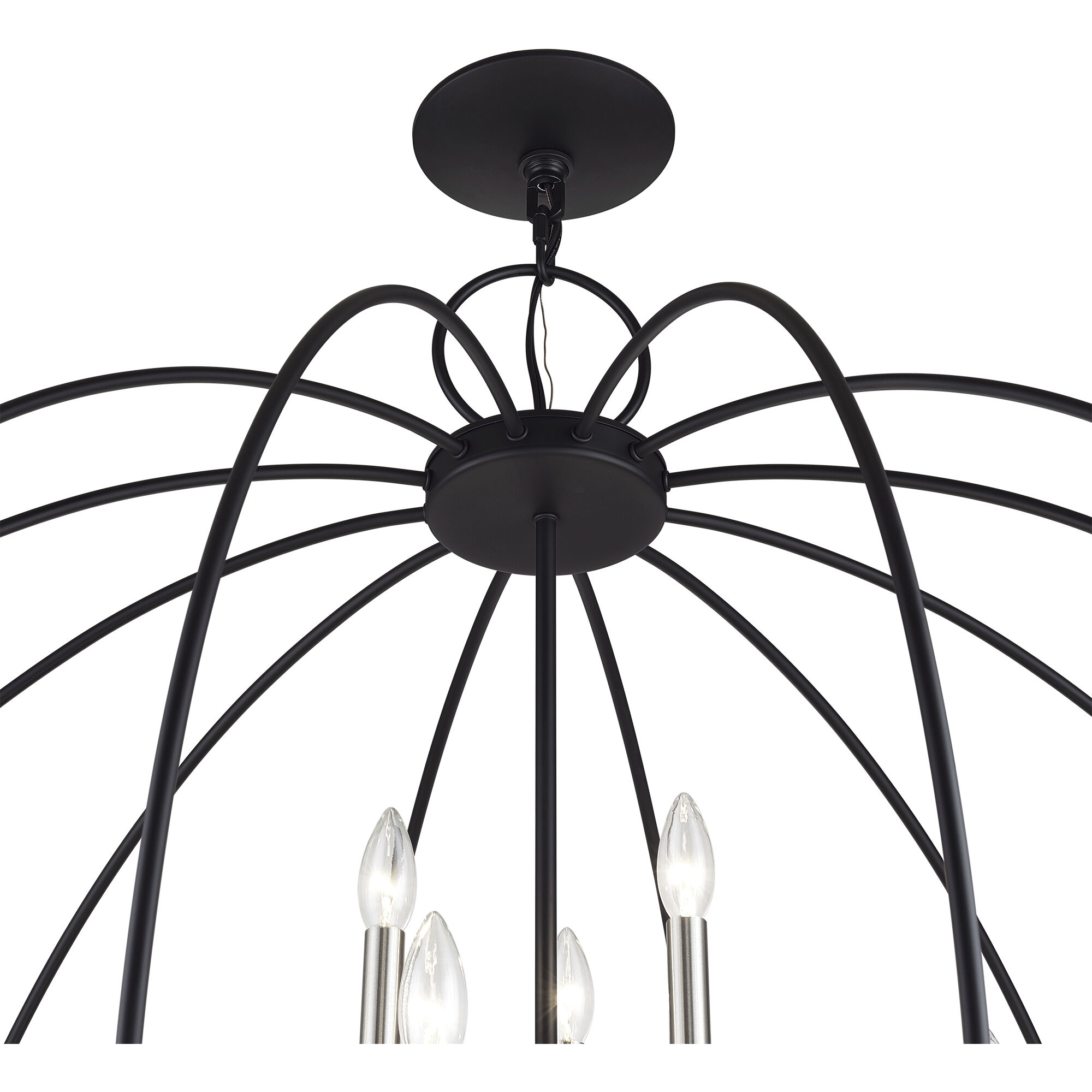 Milania 19 Light 48 inch Black with Brushed Nickel Accents Foyer Chandelier Ceiling Light