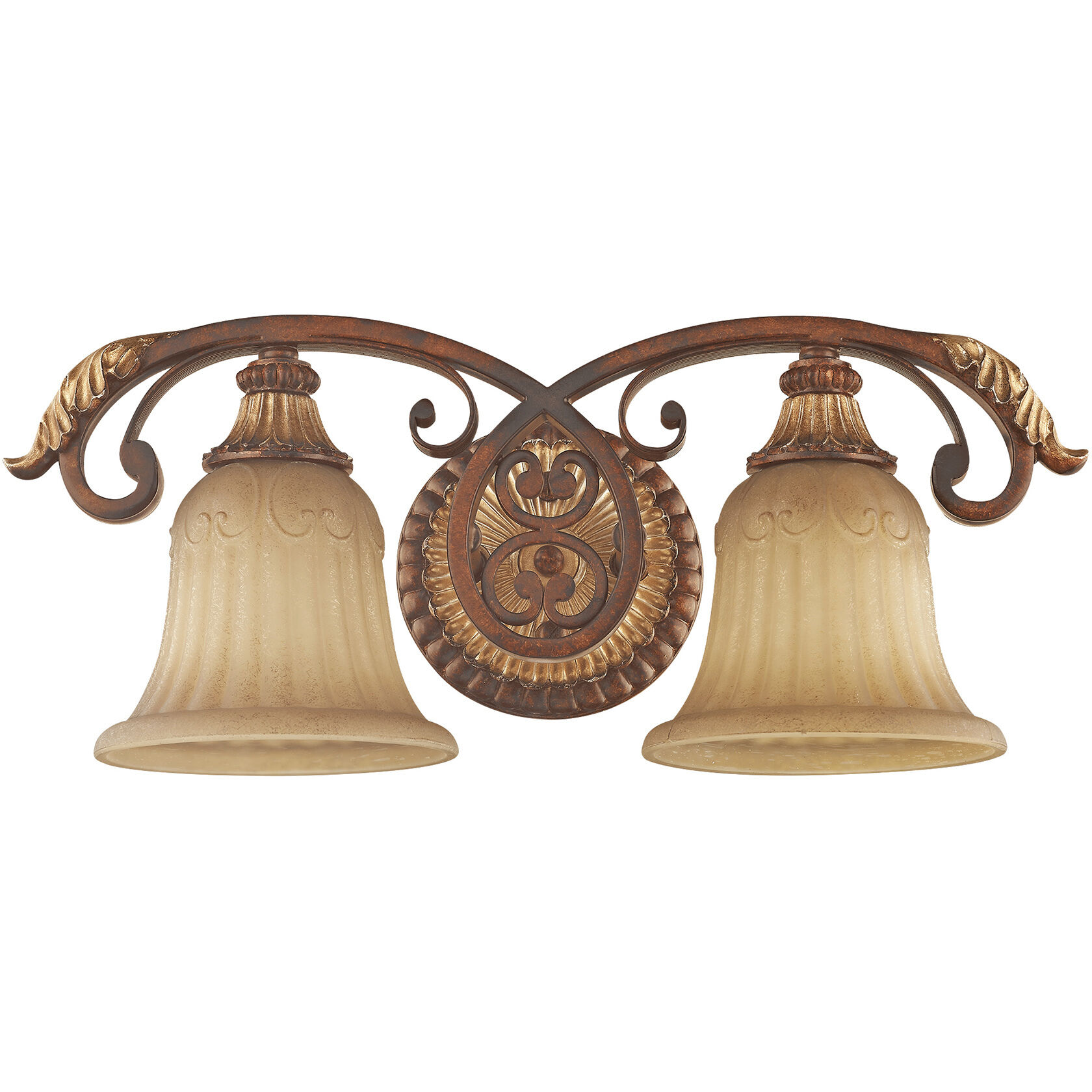 Villa Verona 2 Light 19 inch Verona Bronze with Aged Gold Leaf Accents Bath Vanity Wall Light