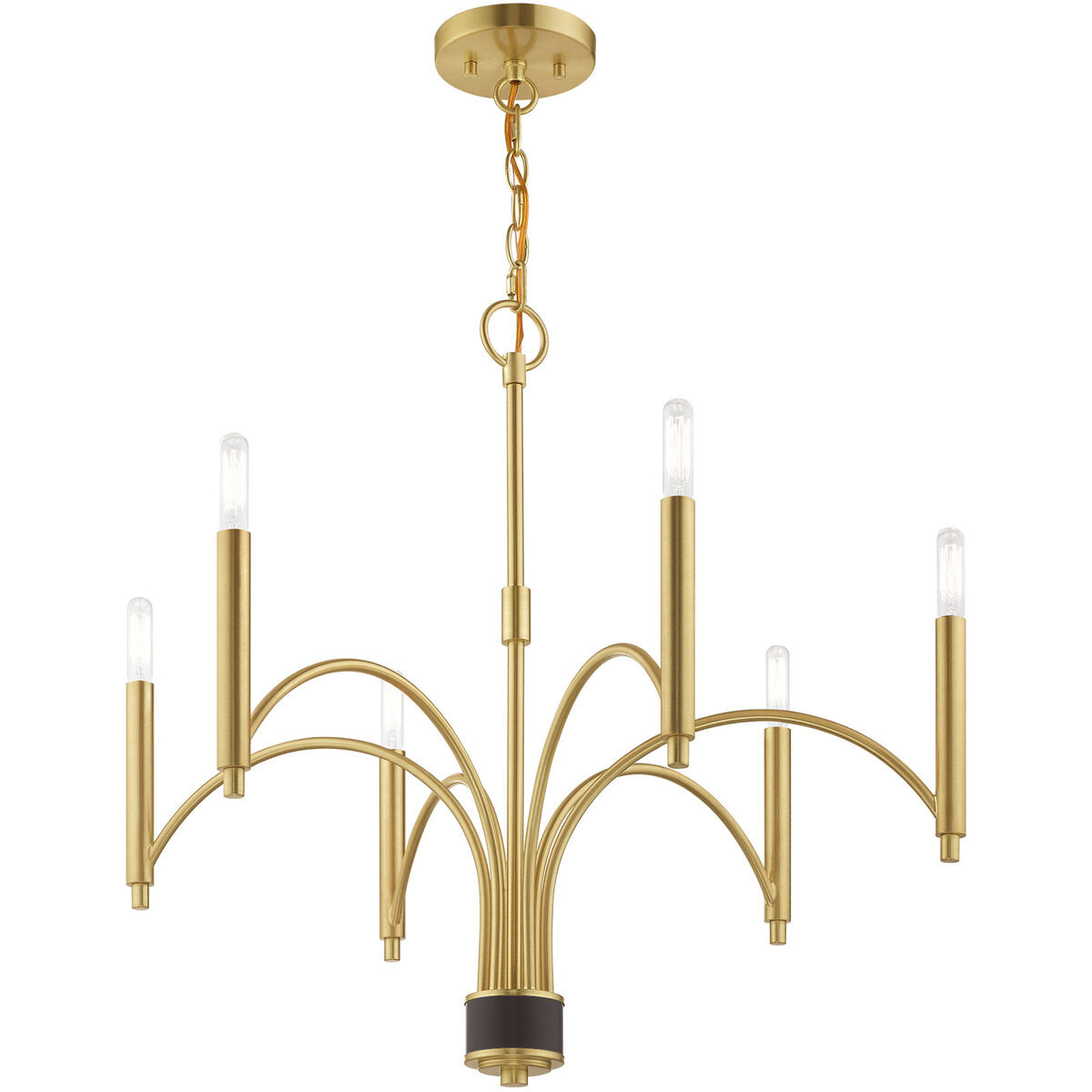 Wisteria 6 Light 26 inch Satin Brass Chandelier Ceiling Light