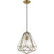 Geometric 1 Light 12 inch Antique Brass Mini Pendant Ceiling Light