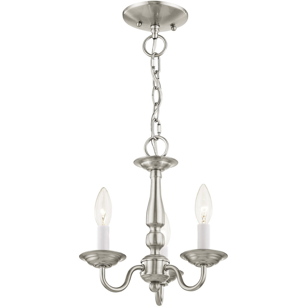 Williamsburgh 3 Light 11 inch Brushed Nickel Convertible Mini Chandelier/Ceiling Mount Ceiling Light