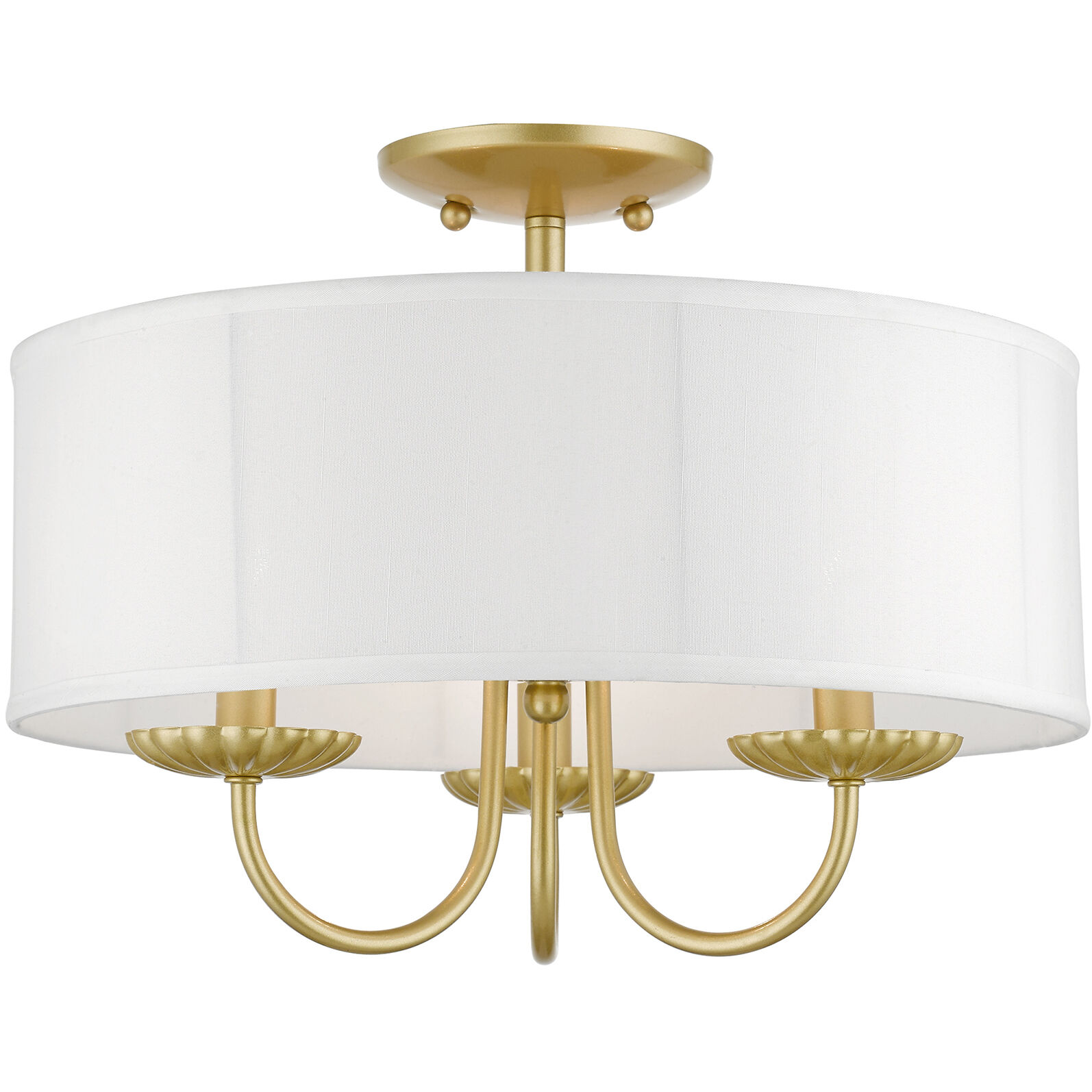 Brookdale 3 Light 16 inch Soft Gold Semi-Flush Mount Ceiling Light