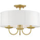 Brookdale 3 Light 16 inch Soft Gold Semi-Flush Mount Ceiling Light