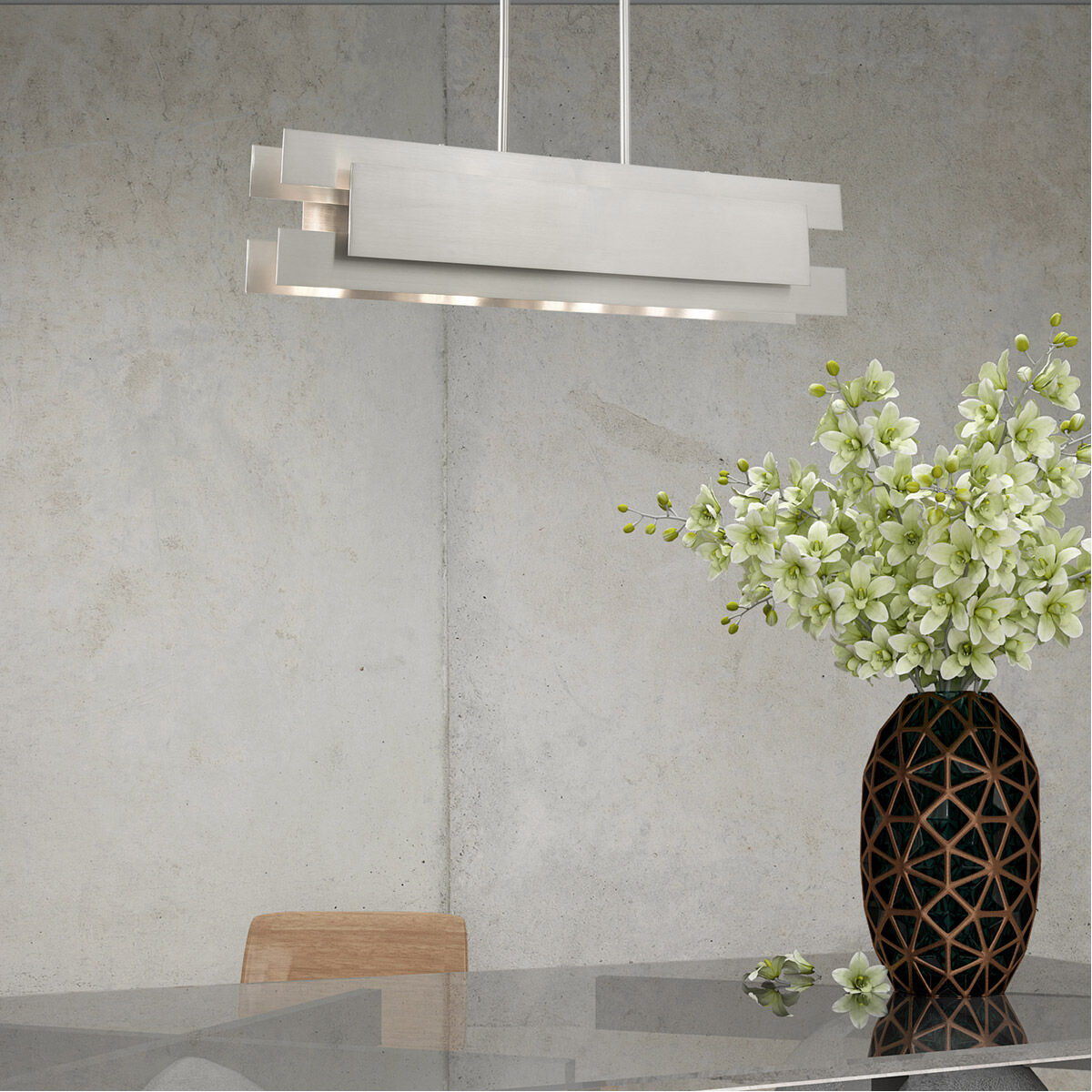 Varick 4 Light 36 inch Brushed Nickel Linear Chandelier Ceiling Light