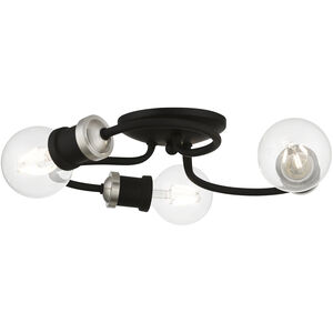 Bromley 3 Light 13 inch Black with Brushed Nickel Accents Flush Mount Ceiling Light