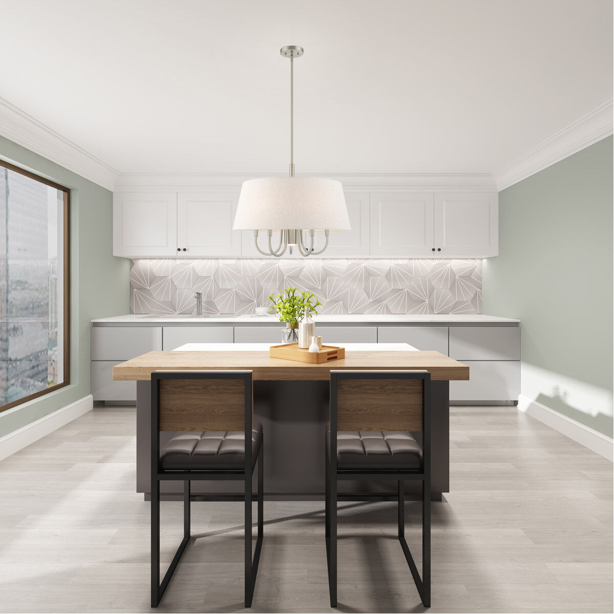 Belclaire 6 Light 24 inch Brushed Nickel Pendant Chandelier Ceiling Light