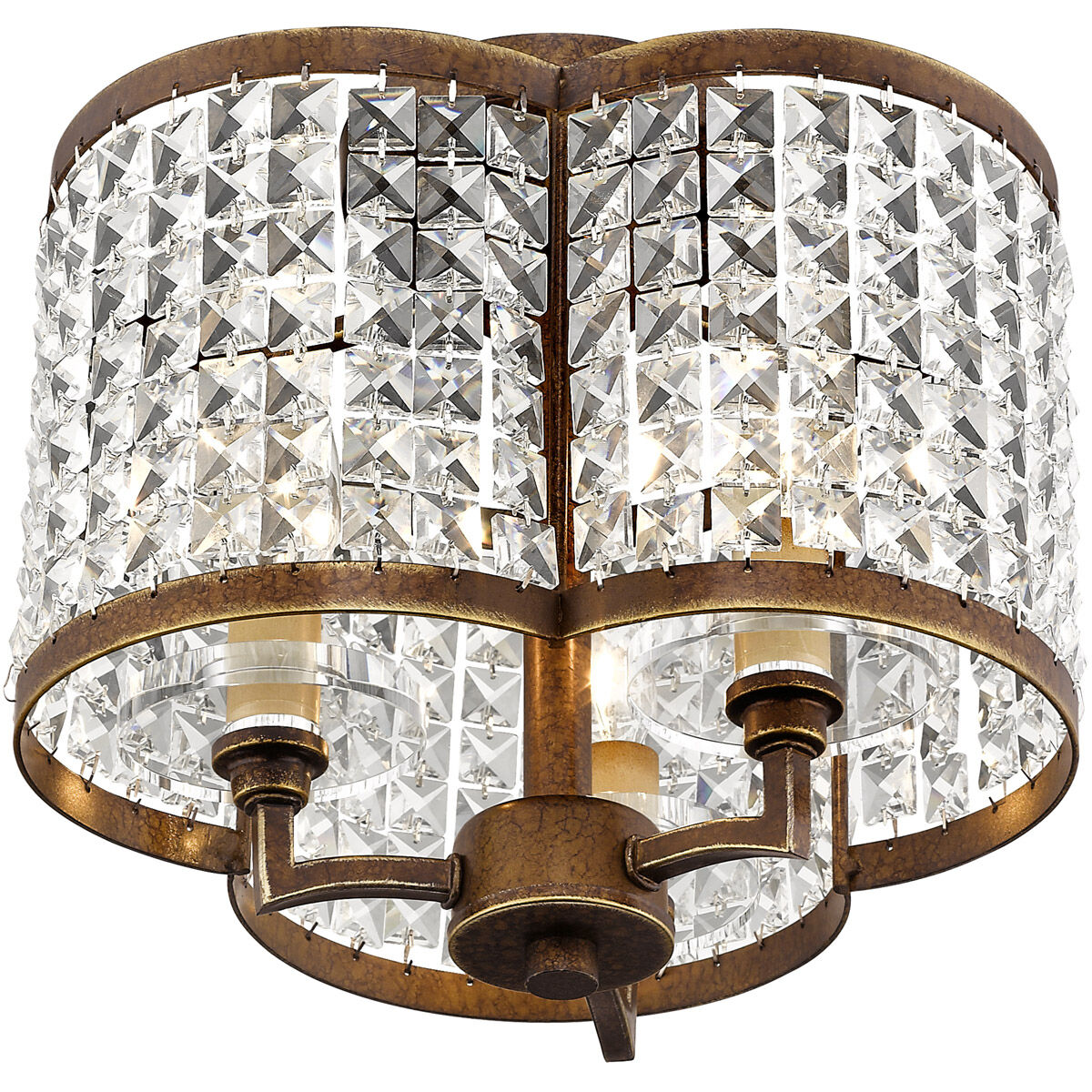 Grammercy 3 Light 12 inch Hand Painted Palacial Bronze Semi-Flush Mount Ceiling Light