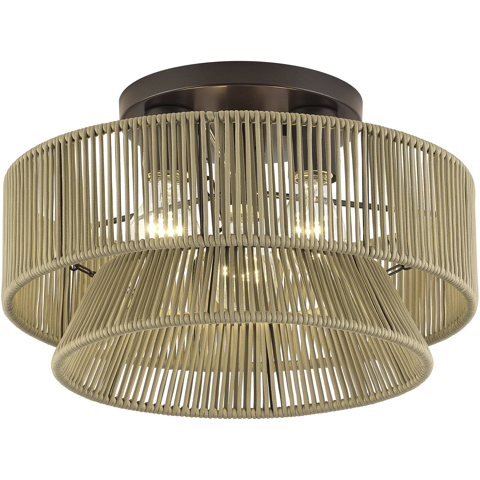 Florell 3 Light 15 inch English Bronze Semi Flush Mount Ceiling Light, Large