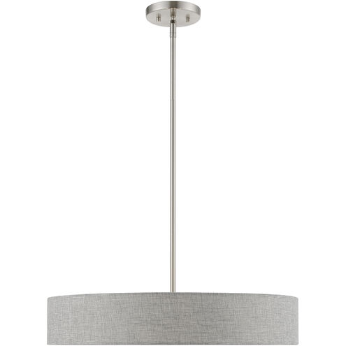 Elmhurst 4 Light 22 inch Brushed Nickel with Shiny White Accents Pendant Ceiling Light, Medium, Drum