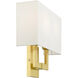 Meridian 2 Light 13 inch Satin Brass ADA ADA Sconce Wall Light