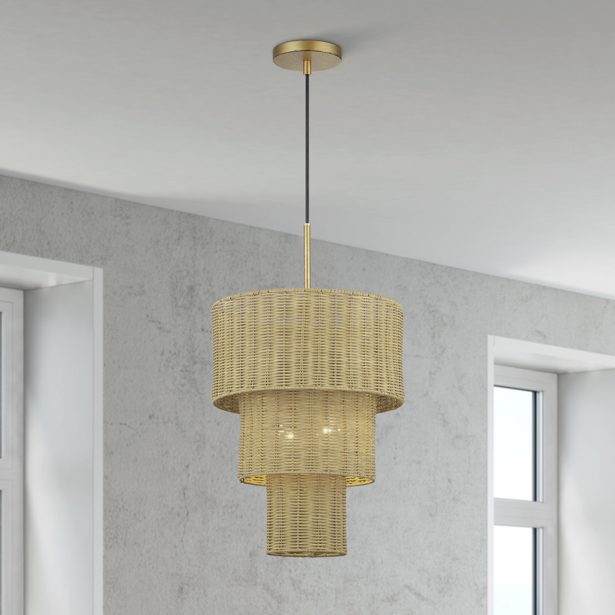 Weavington 2 Light 14 inch Antique Gold Leaf Pendant Ceiling Light