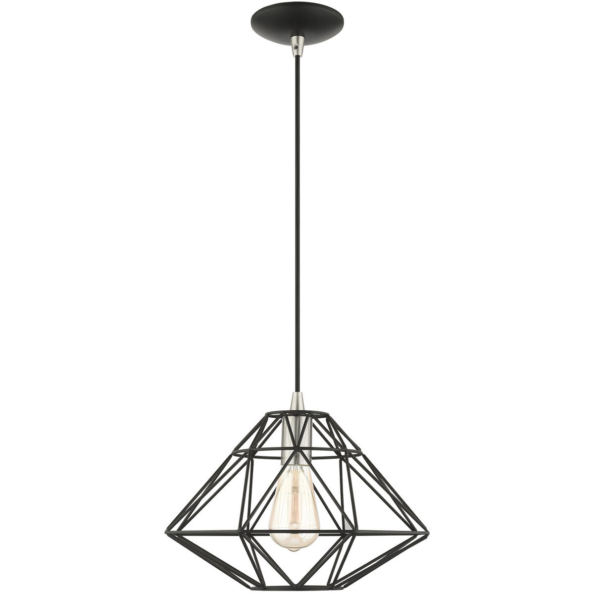Geometric 1 Light 14 inch Black Pendant Ceiling Light