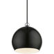 Stockton 1 Light 8 inch Shiny Black with Polished Chrome Accents Mini Pendant Ceiling Light, Globe