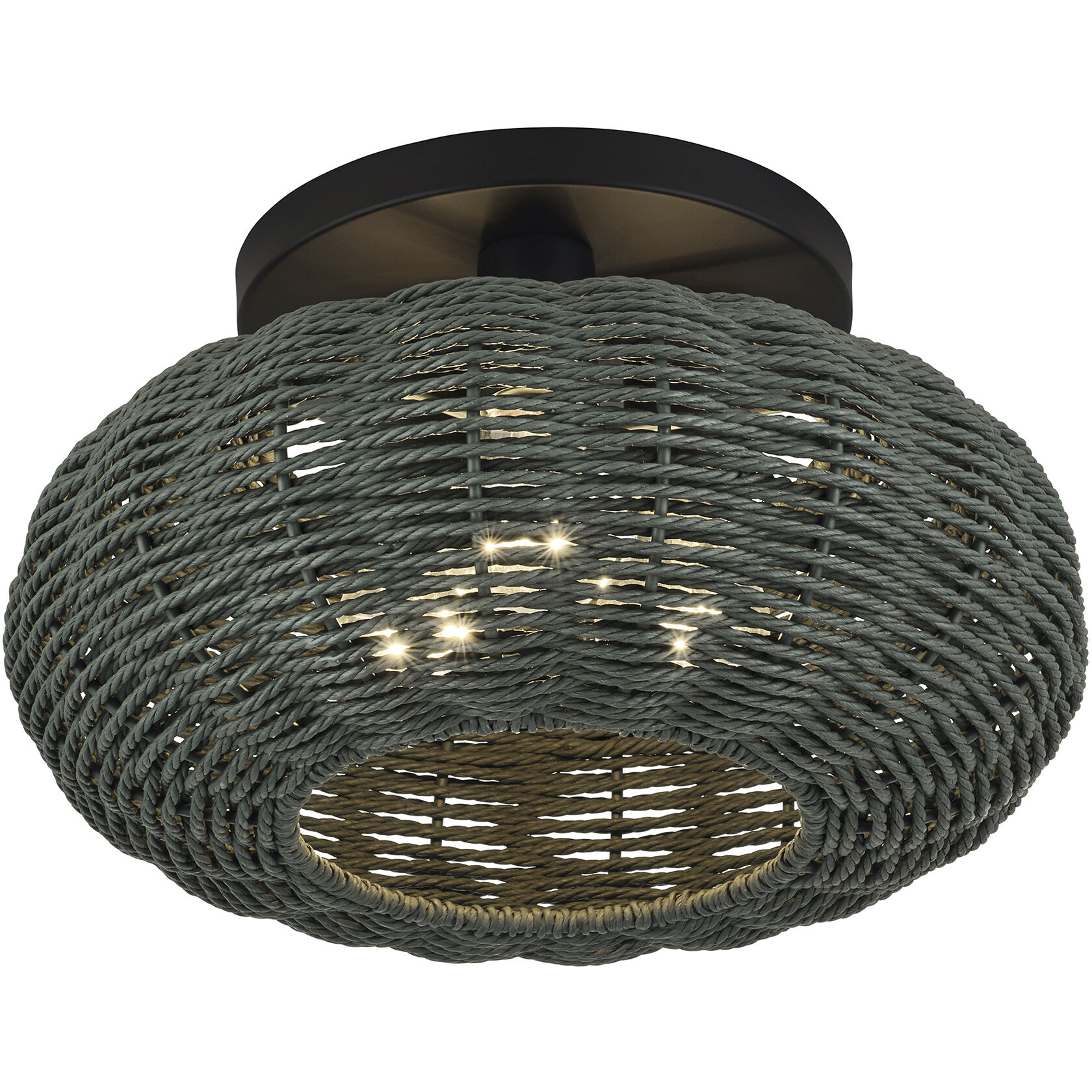 Deluna 3 Light 14 inch Black Semi Flush Mount Ceiling Light, Large